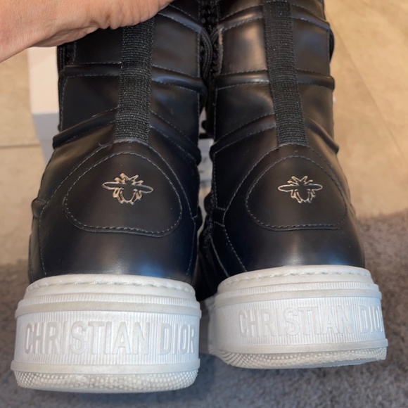 CHRISTIAN DIOR Black Leather/Mesh Resille Dior Solar Flat Boot Size 38/8 - Picture 8 of 15